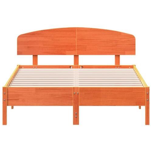 Sengeramme uden madras 140x190 cm massivt fyrretræ gyldenbrun