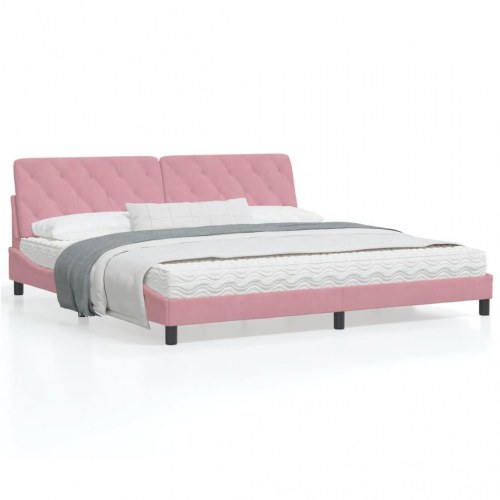 Sengeramme uden madras 200x200 cm fløjl pink