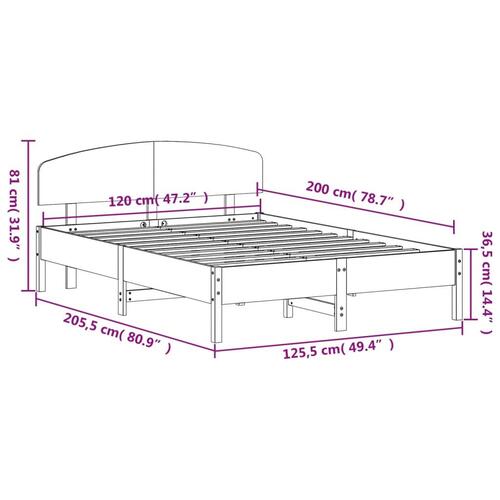 Sengeramme uden madras 120x200 cm massivt fyrretræ gyldenbrun