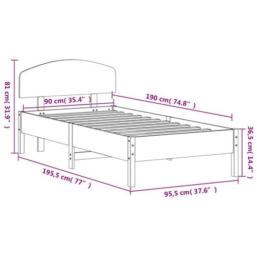 Sengeramme uden madras 90x190 cm massivt fyrretræ gyldenbrun