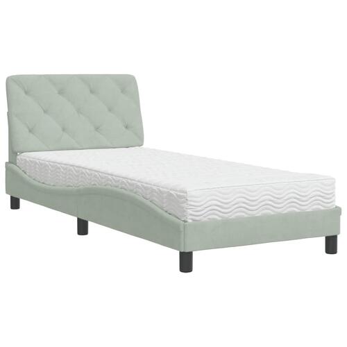 Seng med madras 80x200 cm velour lysegrå