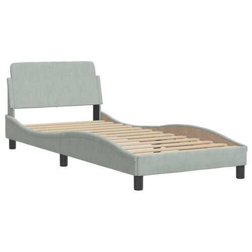 Seng med madras 90x200 cm velour lysegrå