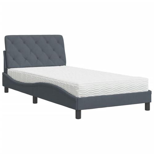 Seng med madras 100x200 cm velour mørkegrå