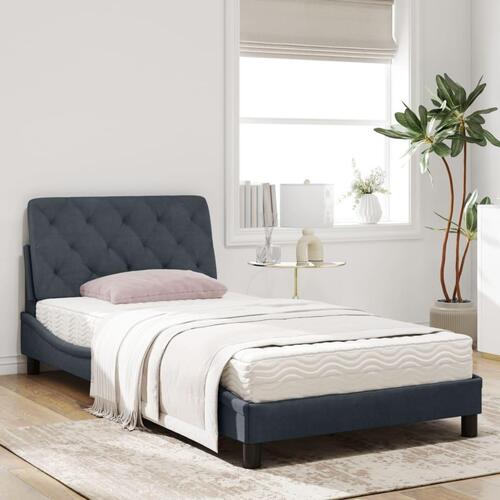 Seng med madras 100x200 cm velour mørkegrå