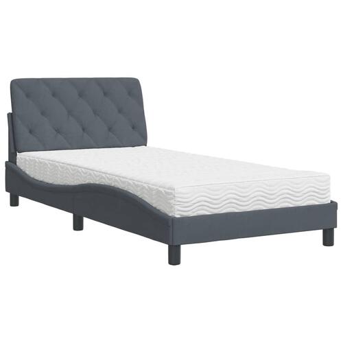 Seng med madras 100x200 cm velour mørkegrå