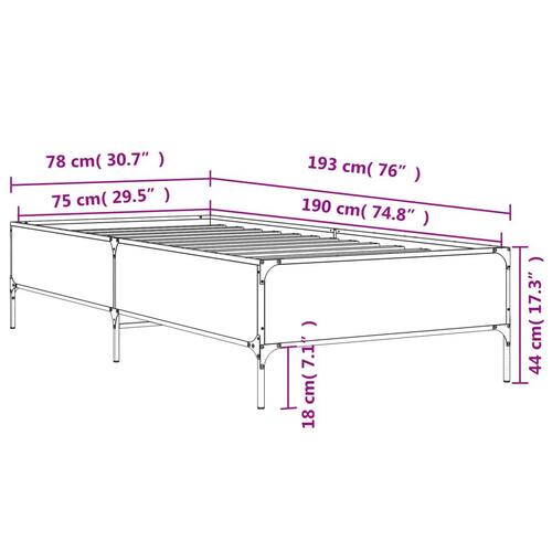 Sengeramme 75x190 cm konstrueret træ og metal sort