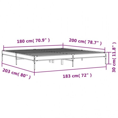 Sengestel 180x200 cm konstrueret træ og metal grå sonoma-eg