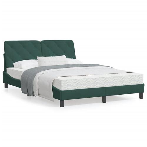 Seng med madras 140x190 cm velour mørkegrøn