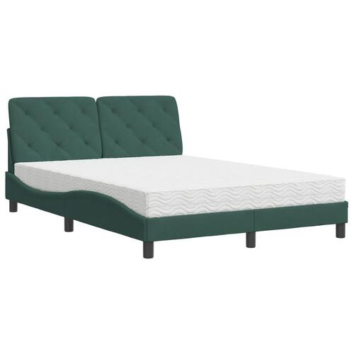 Seng med madras 140x190 cm velour mørkegrøn
