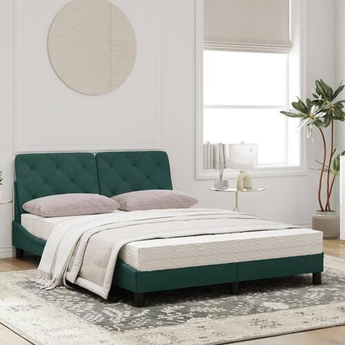 Seng med madras 140x190 cm velour mørkegrøn