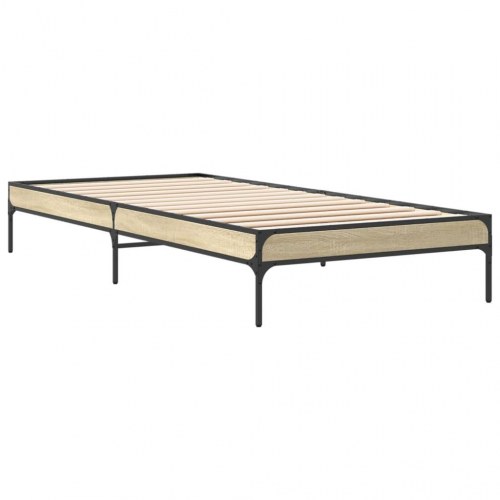 Sengeramme 100 x 200 cm i konstrueret træ og metal - sonoma-eg