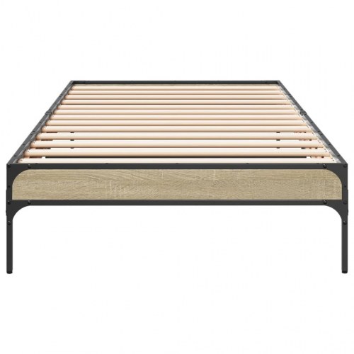 Sengeramme 100 x 200 cm i konstrueret træ og metal - sonoma-eg