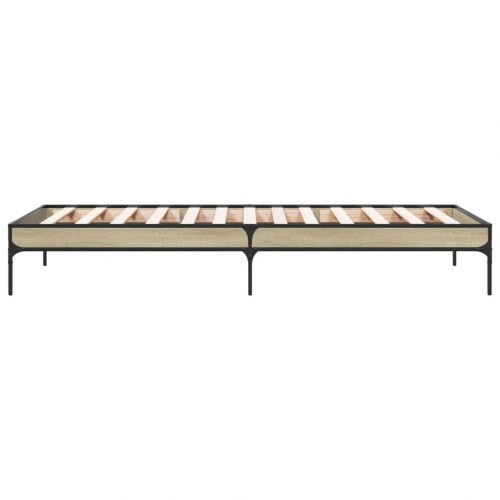 Sengeramme 100 x 200 cm i konstrueret træ og metal - sonoma-eg