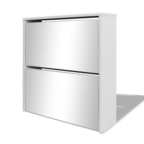 Skoskab 2 skuffer spejl hvid 63 x 17 x 67 cm