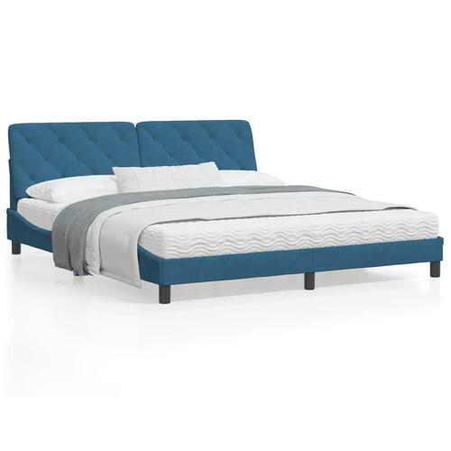 Seng med madras 180x200 cm velour blå