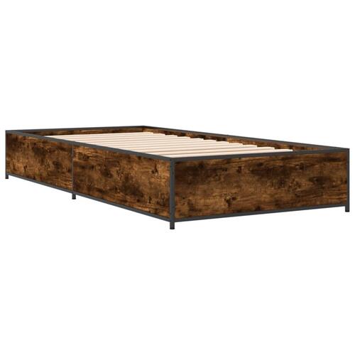 Sengeramme 100x200 cm konstrueret træ og metal røget eg