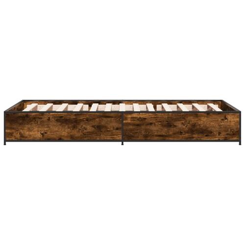 Sengeramme 100x200 cm konstrueret træ og metal røget eg