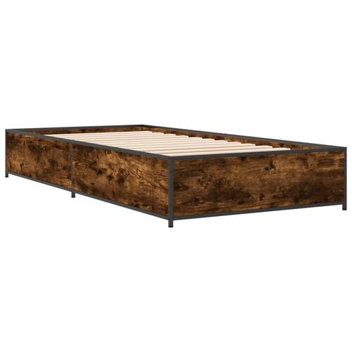 Sengeramme 100x200 cm konstrueret træ og metal røget eg