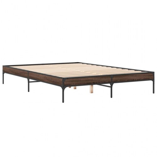 Sengestel 160x200 cm i konstrueret træ og metal - brun eg