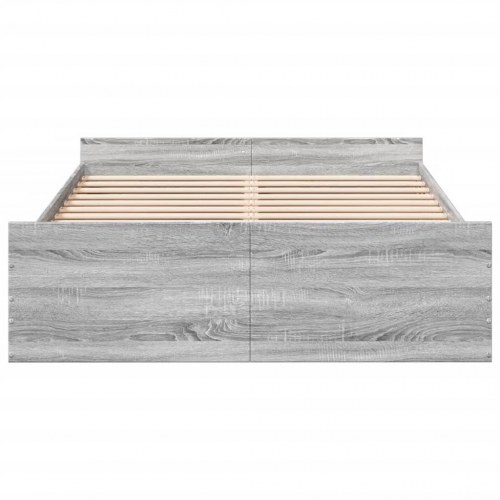 Sengeramme med skuffer 120x200 cm konstrueret træ grå sonoma-eg