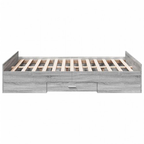 Sengeramme med skuffer 120x200 cm konstrueret træ grå sonoma-eg