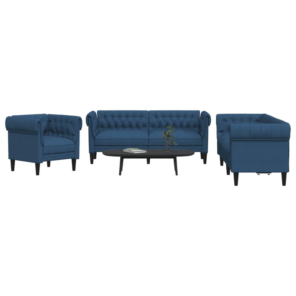 3 personers sofa stof blå