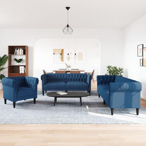 3 personers sofa stof blå