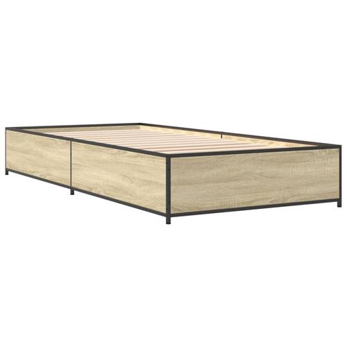 Sengeramme 75x190 cm konstrueret træ og metal sonoma-eg