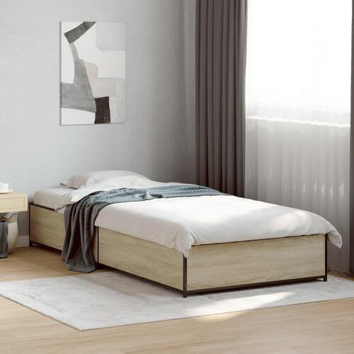 Sengeramme 75x190 cm konstrueret træ og metal sonoma-eg