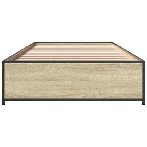 Sengeramme 75x190 cm konstrueret træ og metal sonoma-eg