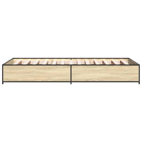 Sengeramme 75x190 cm konstrueret træ og metal sonoma-eg