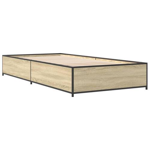 Sengeramme 75x190 cm konstrueret træ og metal sonoma-eg