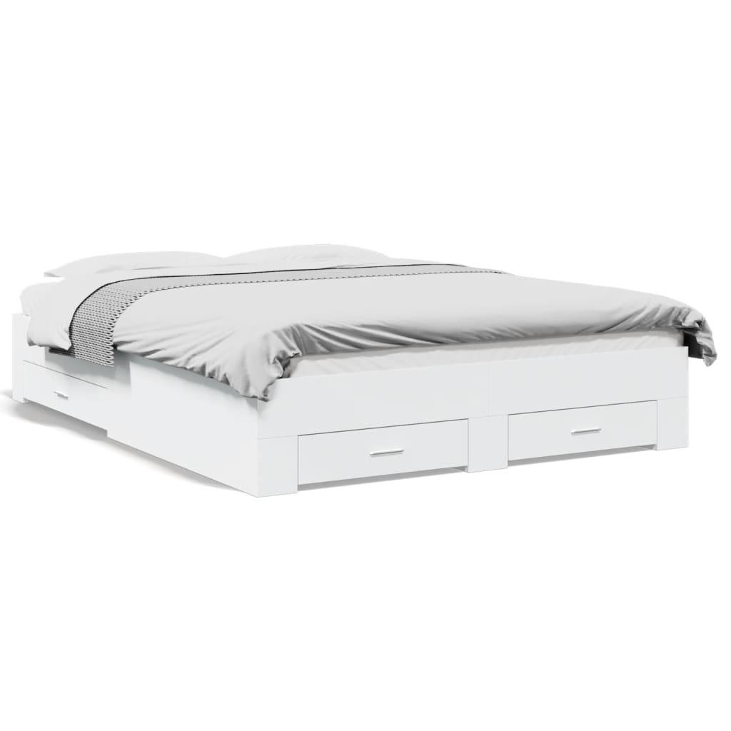 Sengeramme Med Skuffer Konstrueret Træ - Hvid / 160 x 200 cm