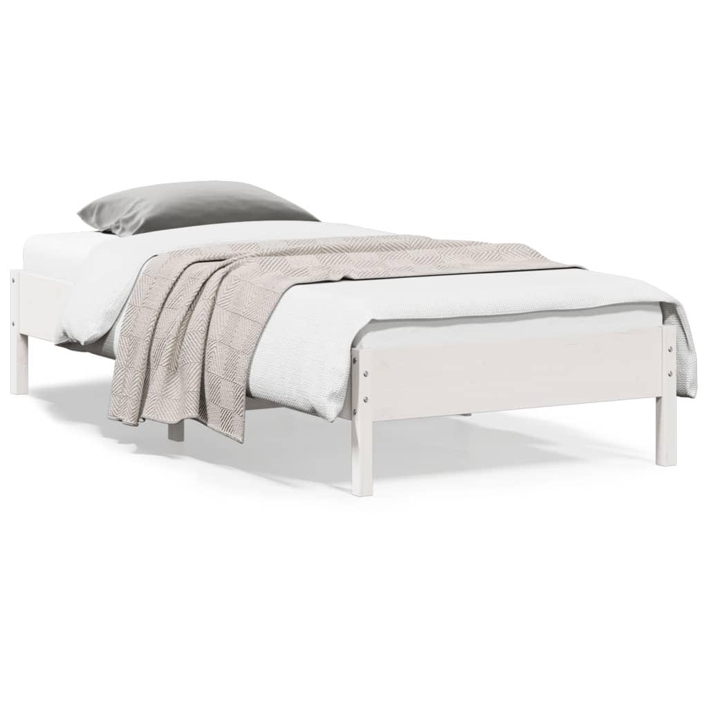 Sengeramme uden madras 100x200 cm massivt fyrretræ hvid