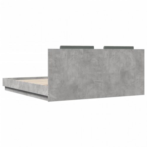 Sengeramme med sengegavl 180x200 cm konstrueret træ betongrå