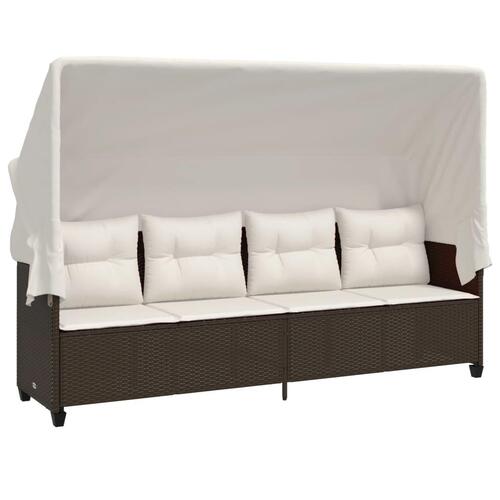Loungesofa med baldakin og hynder polyrattan brun