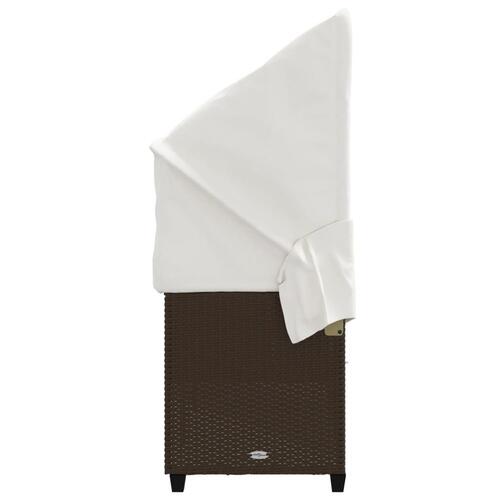 Loungesofa med baldakin og hynder polyrattan brun