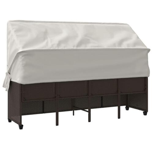 Loungesofa med baldakin og hynder polyrattan brun