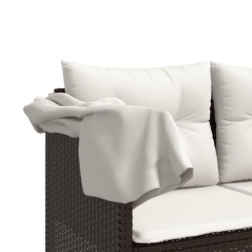 Loungesofa med baldakin og hynder polyrattan brun
