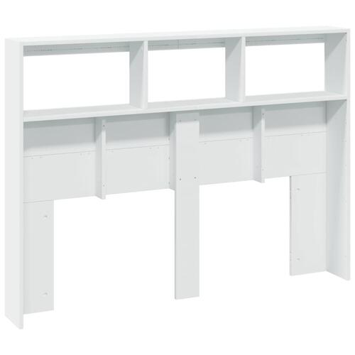 Sengegavl med opbevaring og LED-lys 140x17x102 cm hvid