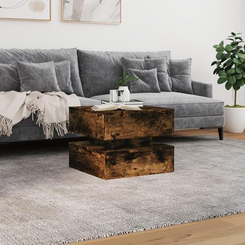 Sofabord med metalben 50x50x40 cm røget egetræsfarve