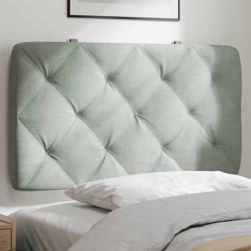 Gavlpude 80 cm i velour - lysegrå, diamantquiltet