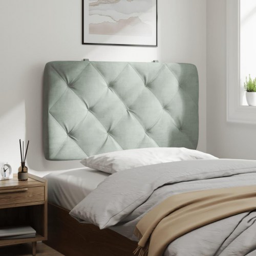 Gavlpude 80 cm i velour - lysegrå, diamantquiltet