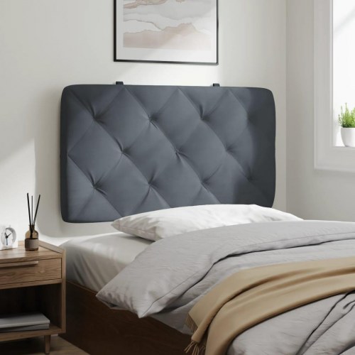 Gavlpude 90 cm i velour - mørkegrå, quiltet