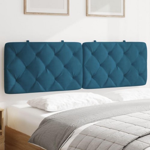 Gavlpude 160 cm i velour - blå sengegavlspude
