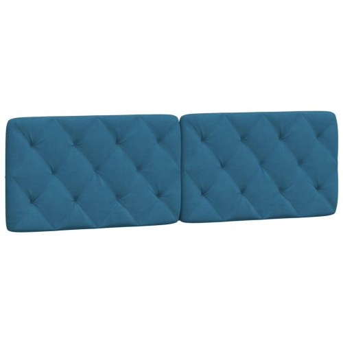 Gavlpude 160 cm i velour - blå sengegavlspude