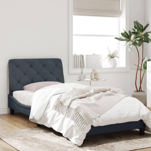 Sengeramme med LED 90x200 cm i velour - mørkegrå