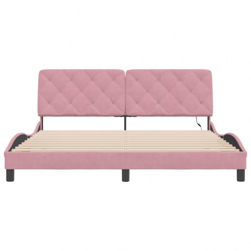 Sengeramme med LED uden madras 180 x 200 cm - lyserød velour