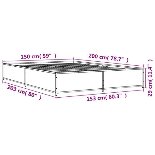 Sengestel 150x200cm konstrueret træ og metal røget egetræsfarve