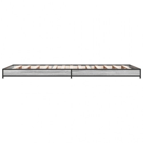 Sengeramme 75x190 cm konstrueret træ og metal grå sonoma-eg